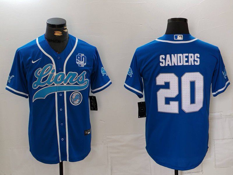 Men Detroit Lions #20 Sanders Blue Second generation joint name 2024 Nike Limited NFL Jersey style 8155